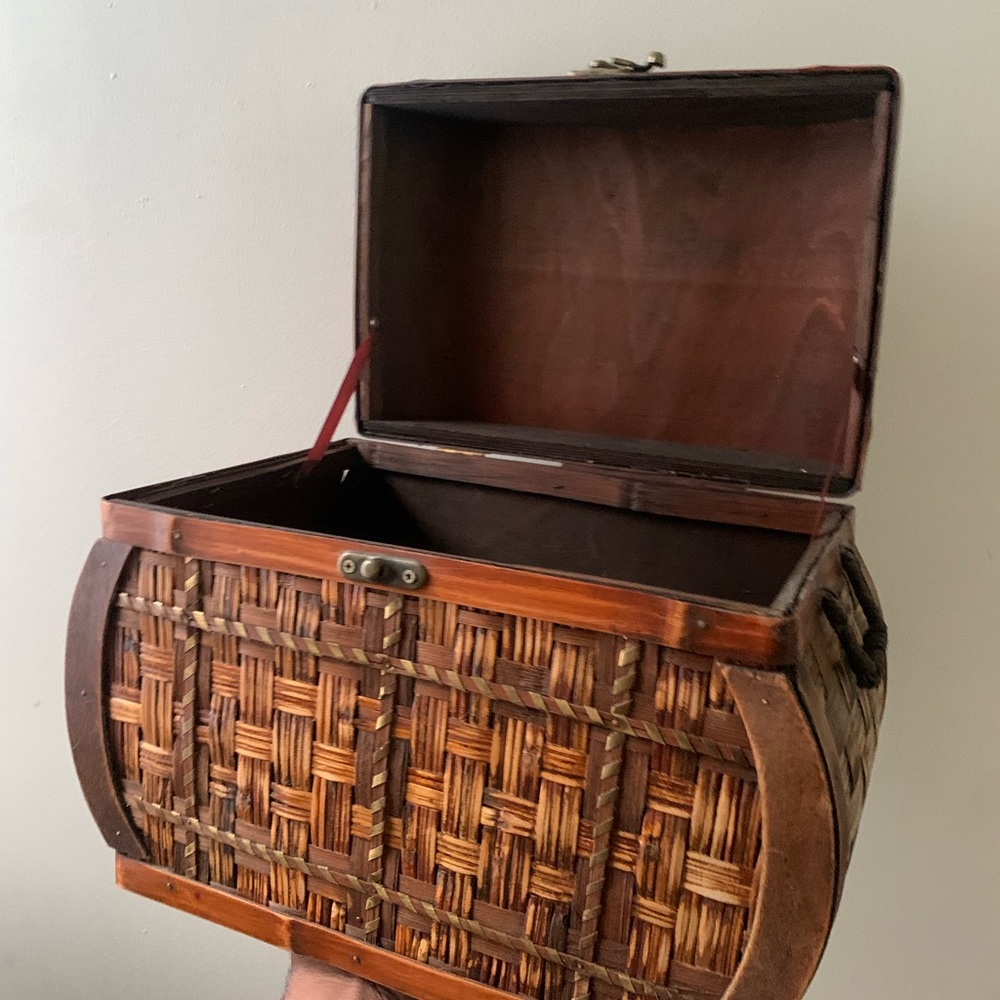 Antique Wood Wick Storage Box